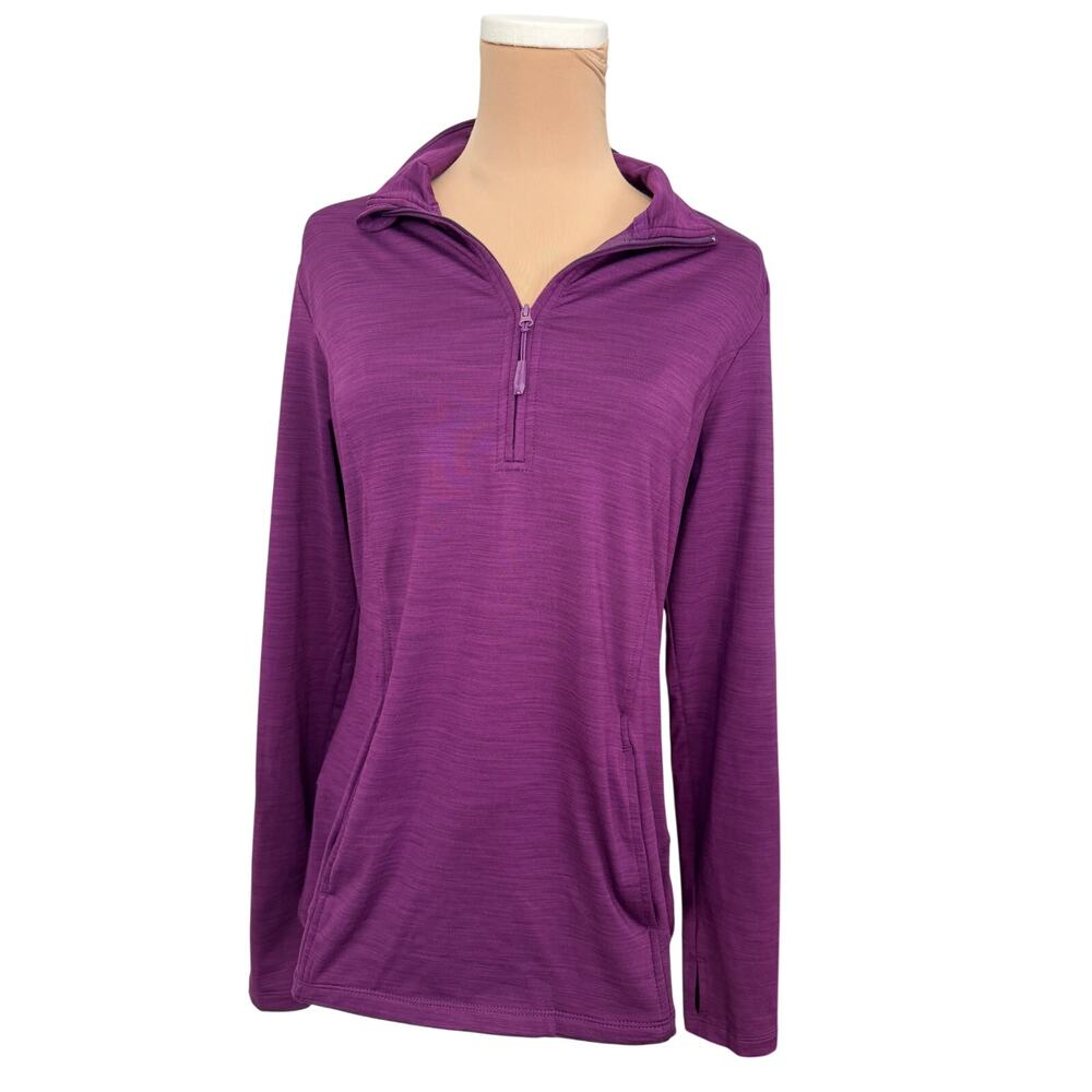 Eddie Bauer 1/4 Zip Long Sleeve Pullover Womens Medium Purple Activewear Top